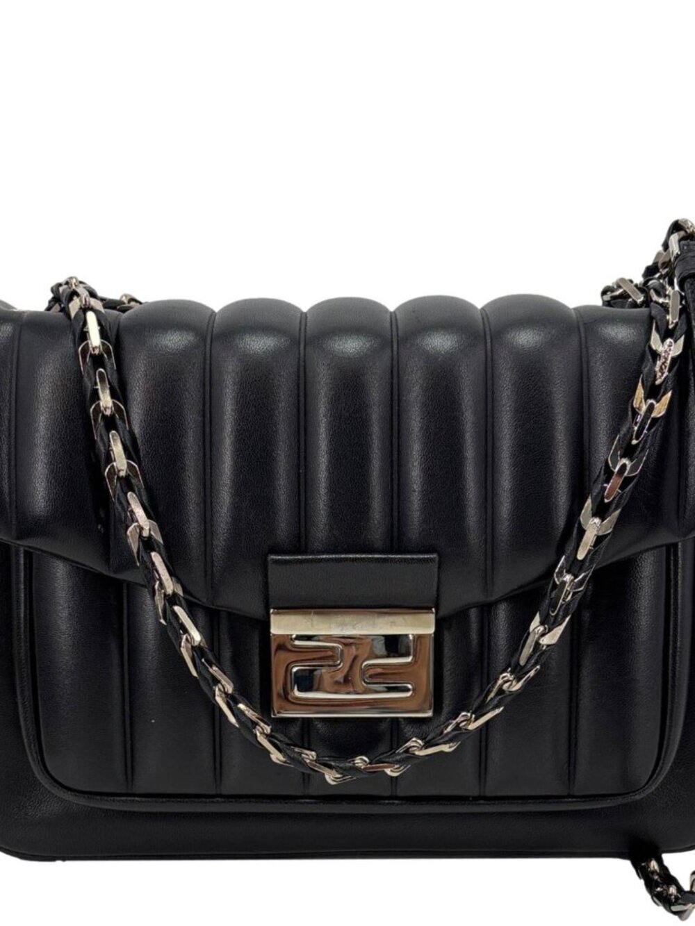 Fendi  Leather Baguette Bag Black
